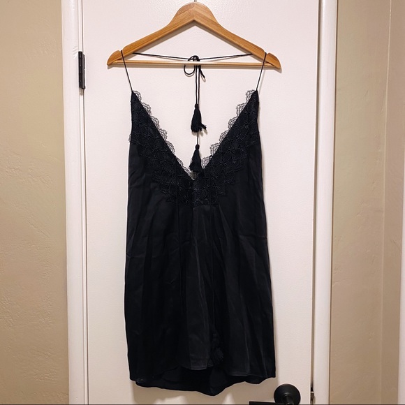 Cotton Candy Dresses & Skirts - Cotton Candy LA Black Satin V-Neck Halter Dress